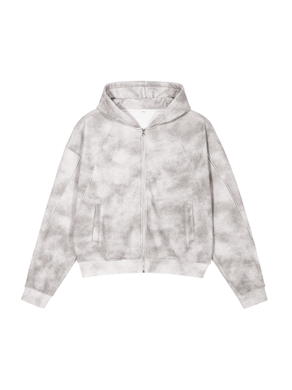 Silver Cloud- Zip-up Fleece Hoodie