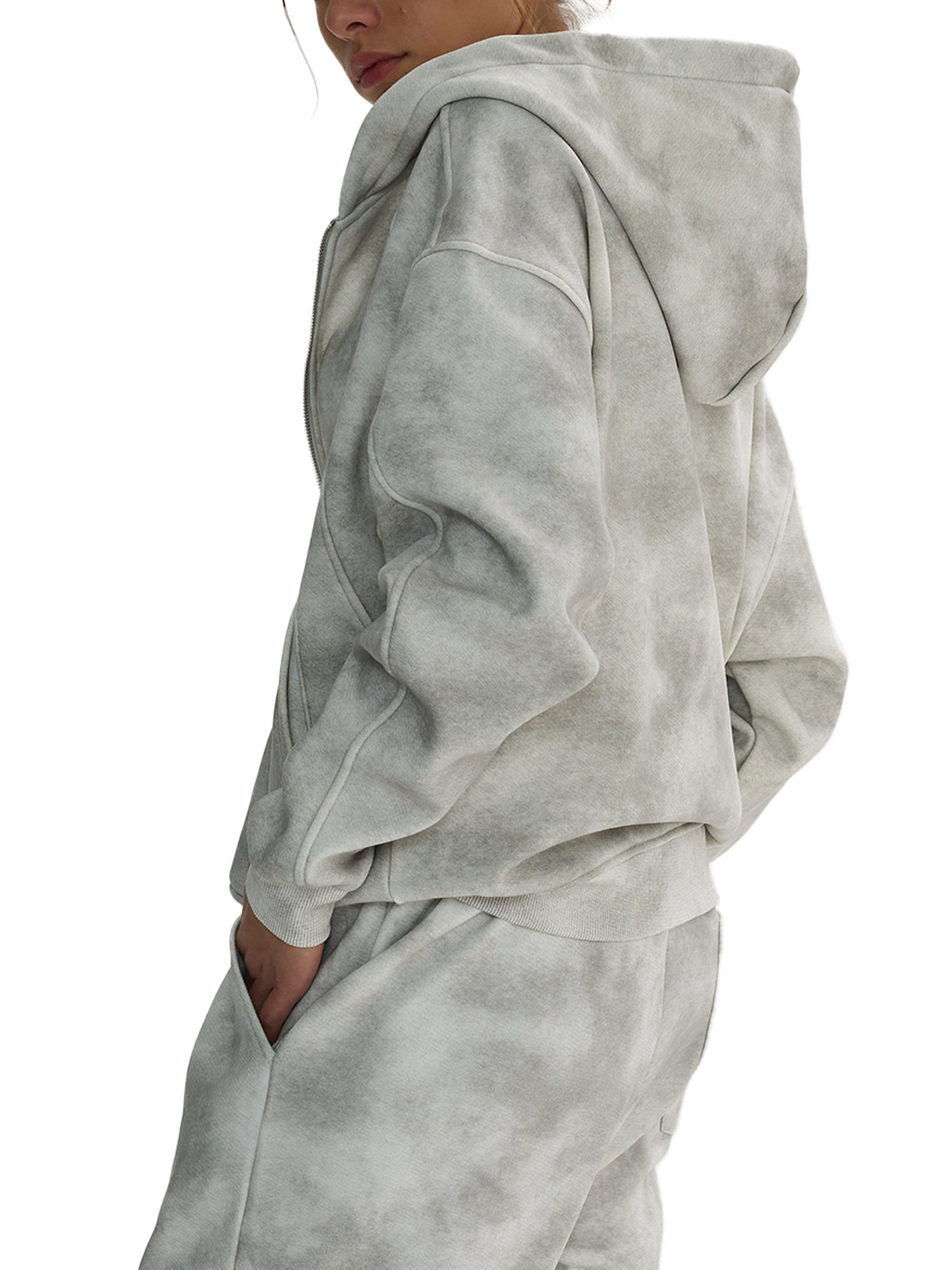 Silver Cloud- Zip-up Fleece Hoodie