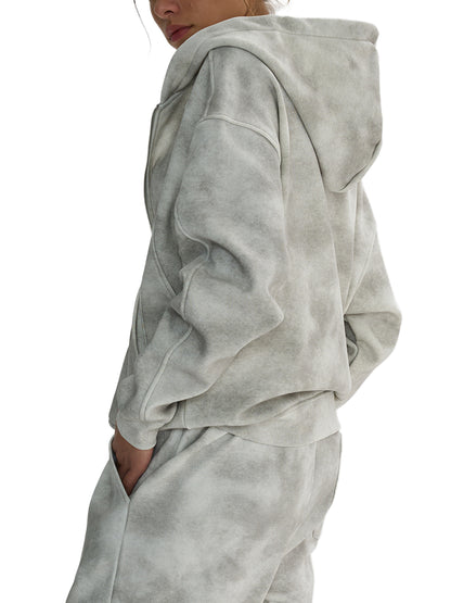 Silver Cloud- Zip-up Fleece Hoodie